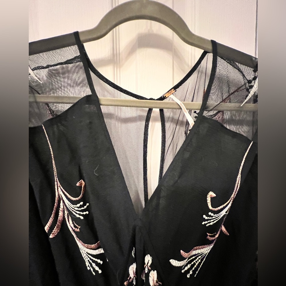 Free People Bonjour Black Embroidered Boho Dress, size XS - Picture 4 of 8